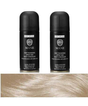 MANE Hair Thickening Spray Travel Size 100 ml Duo Pack (Light Brown)