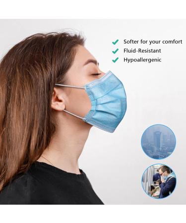 NU R Disposable Face Mask 3Ply Mask with Filter Layer and Elastic Earloop Retail 50pcs/box BLUE 200PCS - Buy Online on SooperMarket.com