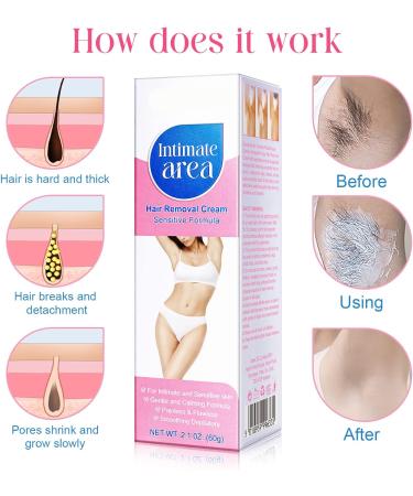 Bikini Area Hair Removal Cream 60g - Gentle Depilation for Sensitive Skin - Intimate Hair Removal Cream for Women - Buy Online on SooperMarket.com