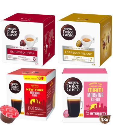 Buy Any 4 Boxes of Compatible With Dolce Gusto Coffee Pods Set (Espresso Roma Espresso Milano Miami Morning Blend New York Morning Blend)