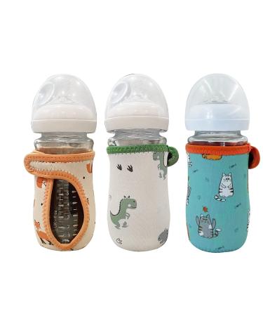 3 Pack 8oz Neoprene Bottle Sleeves for Philips Avent Natural Glass Bottles Adjustable Sleeves Improved Heat/Cold Retention Moisture Non-Slip Grip (Bottle not Included)(Fox)