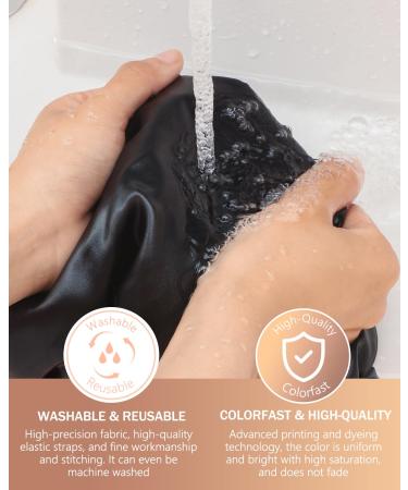 Mikimini Extra Large Black Shower Hoods (2-Pack) - Waterproof Reusable Hair Caps for Men & Women with Bright Green Border - Thick Braids & Double-Layer Design - Buy Online on SooperMarket.com