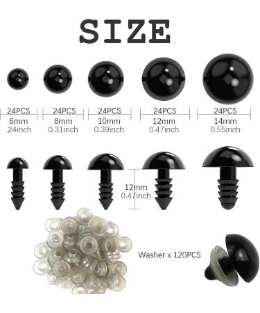 240PCS Black Safety Eyes for Amigurumi & Crafts - Sizes 6mm to 14mm - Doll Eyes with Washers for Crochet, Toys, Stuffed Animals - Buy Online on SooperMarket.com