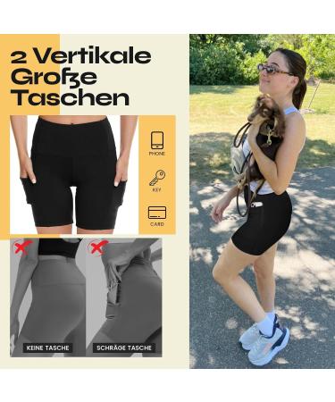 Gayhay High Waist Cycling Shorts for Women - Pockets Stretchy Yoga & Sports Pants | A-Black SM Summer Outfit - Buy Online on SooperMarket.com