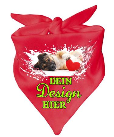 Dog triangular scarf personalized with your desired motif (color: red) (size 2 (68 cm)) 68 x 20 red
