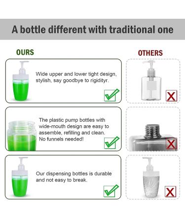 16oz Empty Pump Bottles 2 Pack - Refillable Plastic Soap Dispenser for Shampoo, Lotion, Body Wash - Includes Labels - Cleaning Solutions - Buy Online on SooperMarket.com