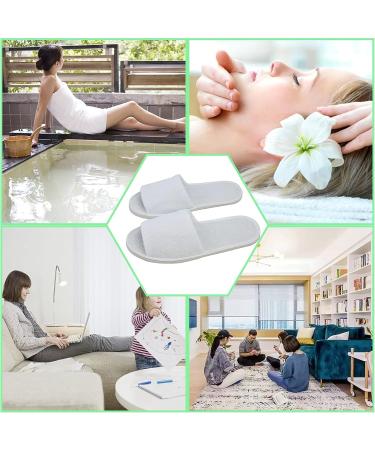 KabinChiu 6 Pairs Disposable Spa Slippers White - Universal Size for Hotel, Home, Nail Salon - Non-Slip Open Toe Design for Women and Men - Buy Online on SooperMarket.com