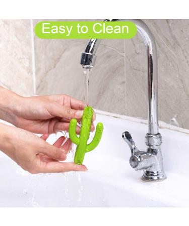 Cactus Teether Baby Toothbrush | Self-Soothing Pain Relief Teething Toy for Babies | Natural Organic BPA-Free | Green - Buy Online on SooperMarket.com