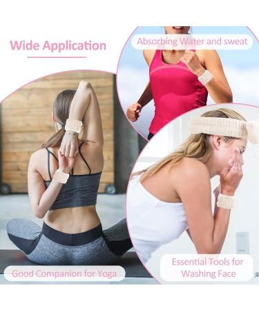 WLLHYF 3 Piece Spa Headband and Wristband Set for Women - White | Elastic Hair and Makeup Headbands to Prevent Spills - Buy Online on SooperMarket.com