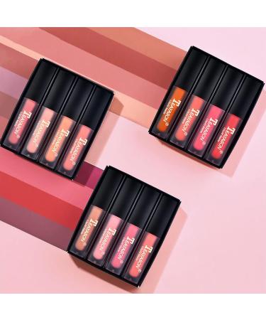 4 Pieces Waterproof Matte Liquid Lip Gloss - Non-Stick Durable Lipstick for Makeup Lovers | #01 - Buy Online on SooperMarket.com