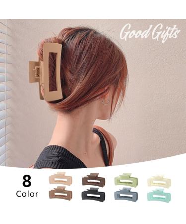 HQ-SITE 8 Pack Large Rectangle Hair Claw Clips - Strong Hold Matte Square Clips for Women - Non-slip Big Jaw Clips - Neutral Colors - 4.1 Inches - Buy Online on SooperMarket.com