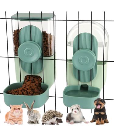 Pet Food Water Dispenser Small Animals Feeder and Waterer Set Hanging Automatic Food Water Bowl for Cage Feeding Water Station for Small Dog Cat Kitten Bunny Guinea Pig Ferret