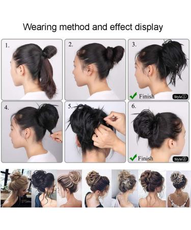 Tousled Updo Messy Bun Hair Extension - Dark Black - Synthetic Wavy Hairpiece for Women - Buy Online on SooperMarket.com