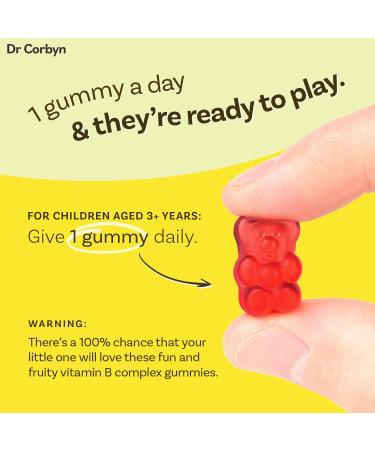 Dr Corbyn Kids' Vitamin B Complex Gummies - 120 Count | All 8 B Vitamins for Immunity & Growth | Gelatine Free & Delicious | Pack of 1 - Buy Online on SooperMarket.com