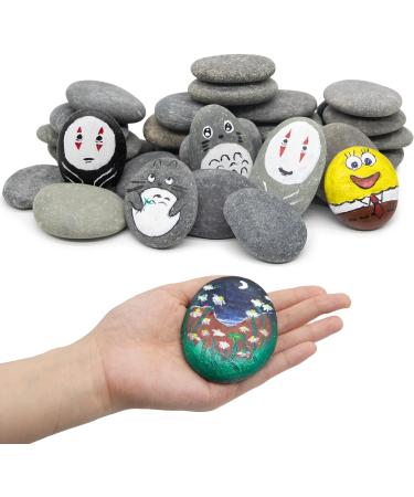 40 Pcs Large Rocks for Painting 25pcs 2-3â€ & 15pcs 3-4â€ River Rocks for Painting Natural Flat & Smooth Rocks for Painting for Kids & Adult Craft Gift