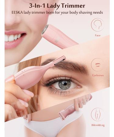 EESKA 3 in 1 Bikini Trimmer for Women - Cordless Electric Lady Razor for Legs, Arms, and Bikini - IPX7 Waterproof - Wet & Dry Use - Painless Hair Removal - Pink - Buy Online on SooperMarket.com
