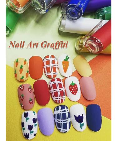 Gorvalin 12 Colors Nail Art Pens - 3D Nail Polish Graffiti Dotting Liner Pen Set for DIY Nail Design - Buy Online on SooperMarket.com