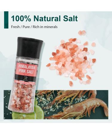 Soeos Salt and Pepper Grinder Set with Rainbow Peppercorns, Black Peppercorns, White Sea Salt, and Pink Salt - 9.8oz (277.82g) Total Spice - Plastic Bottle Grinder Included - Buy Online on SooperMarket.com