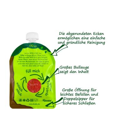 Divata Quetschies 170ml - 4 Set Reusable Squeeze Bags for Baby Food Yogurt & Smoothies | Eco-Friendly Storage Solution - Buy Online on SooperMarket.com