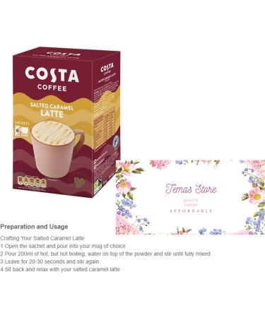 Temas Costa Coffee Instant Coffee Sachets Bundled With Reusable Coffee Cup Sleeves & Coffee Stirrers |Salted Caramel Latte | Coffee Gifts (Salted Caramel Latte) - Buy Online on SooperMarket.com