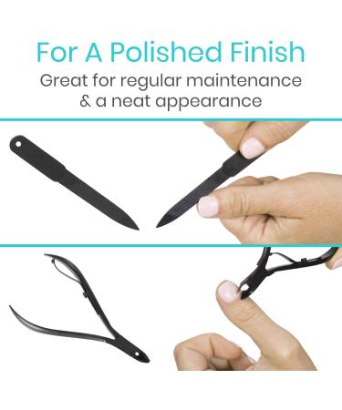 Vive Nail Clipper Set (15 Piece) - Manicure and Pedicure Tools for Men and Women - Includes File, Cuticle Trimmer, Tweezers, and Ear Pick - Black - Buy Online on SooperMarket.com