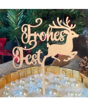 Merry Christmas Wooden Cake Topper - Festive Cake Decoration for Holiday Celebrations - Buy Online on SooperMarket.com