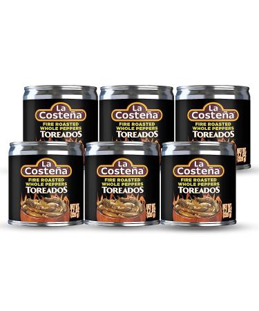 La Costea Toreados Serranos | Fire Roasted Whole Serrano Chile Peppers | 7.7 oz Can - Pack of 6 - Buy Online on SooperMarket.com