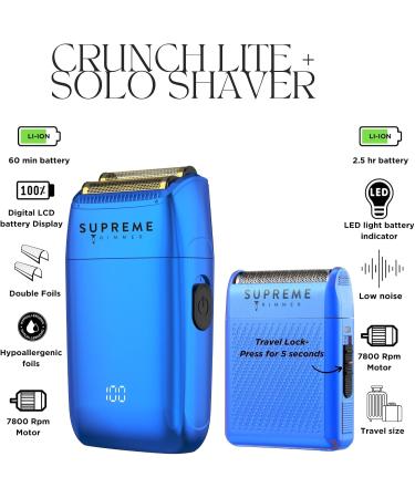 Supreme Trimmer Crunch Lite & Solo Foil Shaver Kit - Pro Barber Electric Foil Razor STF600 & STF101 Set | Blue - International Shipping Available - Buy Online on SooperMarket.com