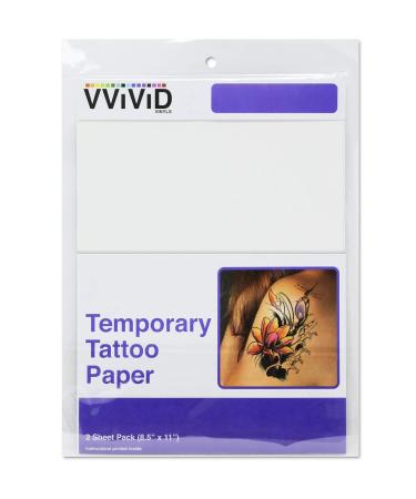 VViViD Inkjet Rub-On Temporary Tattoo Paper 2-Sheet Pack - 8.5x11 Inch - Easy Application - Printable - (Pack of 2) - Buy Online on SooperMarket.com
