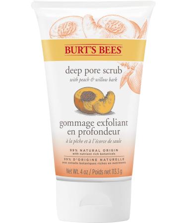 Burt's Bees Peach and Willow Bark Deep Pore Exfoliating Facial Scrub, Package May Vary, 4 Oz