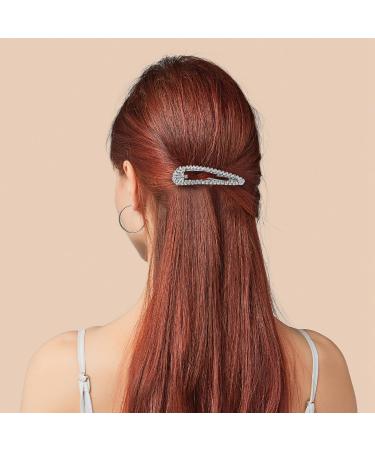 4PCS Silver Rhinestone Snap Hair Clips for Women - Shining Metal Hair Clips - Buy Online on SooperMarket.com