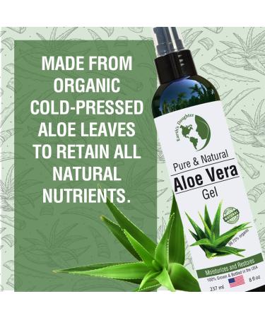 Organic Aloe Vera Gel - 100% Pure Cold Pressed for Face, Hair, Acne, Sunburn & More - 8 oz - Buy Online on SooperMarket.com