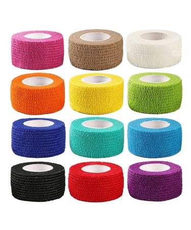 Breathable Self Adherent Wrap 12pcs Athletic Elastic Non Woven Cohesive Bandage for Sports First Aid Medical Wrist Ankle Sprains Swelling and Vet Wrap