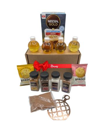 Iced Coffee Gift Set - 7x Nescafe Iced Latte Sachets Coffee Topper Coffee Syrup Border Coffee Biscuits - Gift for Coffee Lover Coffee Gifts for Men Christmas Gifts for Women Hampers for Women Original 18 Piece Set