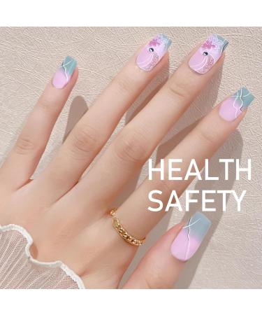 Acrylic Press On Nails False Nails Square Fake Nails with Glue Reusable Cute Press On Nails Gradient Flower Fake Nails with Designs Full Cover Medium Coffin - Buy Online on SooperMarket.com