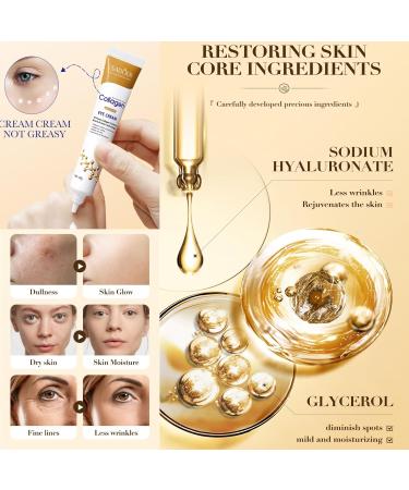 Collagen Eye Cream for Dark Circles and Puffy Eyes Instant Tightener Brighten Anti Aging Under Eye Repair Cream Hydrating Brightening Moisturiser Eye Bags Remover Wrinkle Filler Eye Serum(20g) - Buy Online on SooperMarket.com