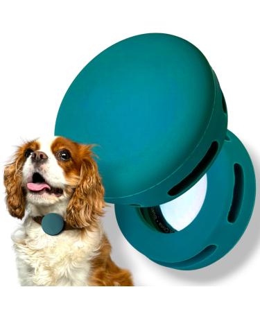 moosh Silicone Airtag Holder for Dogs and Cats | Perfect for Pet Trackers | Safe & Stylish Turquoise Green