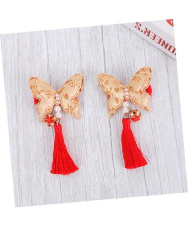 ibasenice 2 Pairs Chinese Style Hairpin Tassels Barrettes Party Hair Clip Kids Hairpin for New Year Bows Hair Clips New Year Bobby Pin Japanese-style Hairpin Child Girl Side Clip - Buy Online on SooperMarket.com