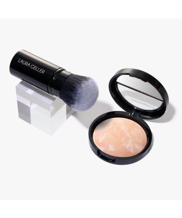 LAURA GELLER NEW YORK Baked Balance-N-Glow Illuminating Color Correcting Foundation - Porcelain - Retractable Airbrush Kabuki Brush (2 PC)