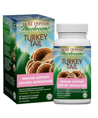 Host Defense Turkey Tail Mushroom Capsules Immune Support Mushroom Supplement Source of Fungal Polysaccharides Certified Organic Vegetarian Capsules 1000 mg Potency Turkey Tail Mushroom Capsules 60 count (Pack of 1)