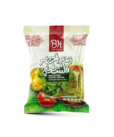 BH Best Harvest Palestinian Green Premium Za'ater-Spice Blend with Herb Seasoning-Combination of Hyssop and Sumac-Natural Flavor No Additives, No Preservatives 200g / 7.05oz    200g / 7oz