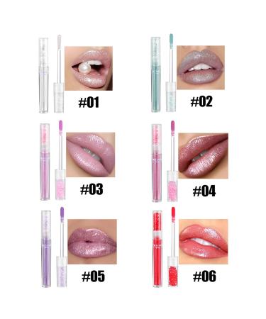 6PCS Luminous Lip Gloss Set - Shimmery Glitter & Hydrating Lipsticks in Berry Pink Nude Red Purple Orange - Lightweight Moisturizer for Gorgeous Lips - Buy Online on SooperMarket.com