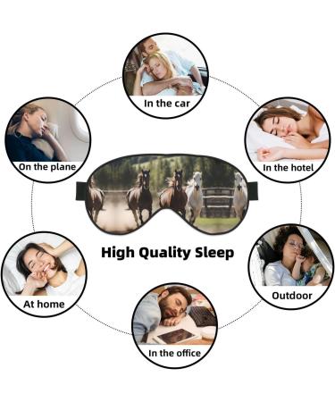 SSIMOO Three Running Horses Soft Sleep Eye Mask - Breathable Black Eye Patch for Women | Perfect for Travel & Relaxation - Buy Online on SooperMarket.com
