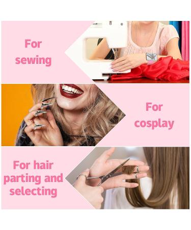 10-Piece Hair Parting Ring Set with Steel Rat Tail Comb - Pink/Silver Magnetic Wrist Pin Hair Parting Tool - Buy Online on SooperMarket.com