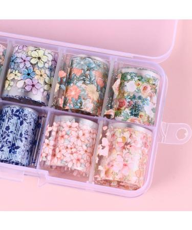 Flower Nail Foil 10 Sheet Vintage Floral Nail Transfers Decal Colorful Manicure Sticker for Wedding Party Holiday (Style D) - Buy Online on SooperMarket.com