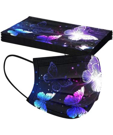 50 Pack Cute Butterfly Printed Disposable Face Masks for Adults - Full Face Cover Protection (Butterfly Theme/02) - Buy Online on SooperMarket.com