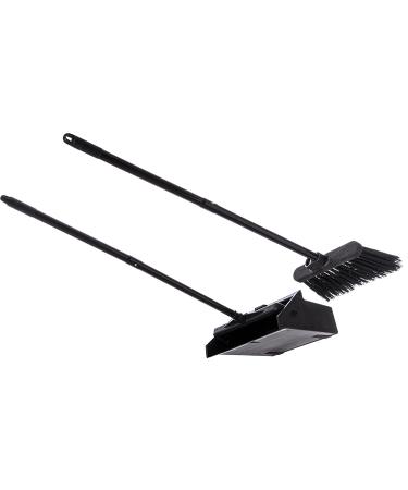 Duo-Pan Plastic Lobby Pan and Duo-Sweep Broom Combo | 36 Overall Length x 11-51/64 Width | Black - Buy Online on SooperMarket.com