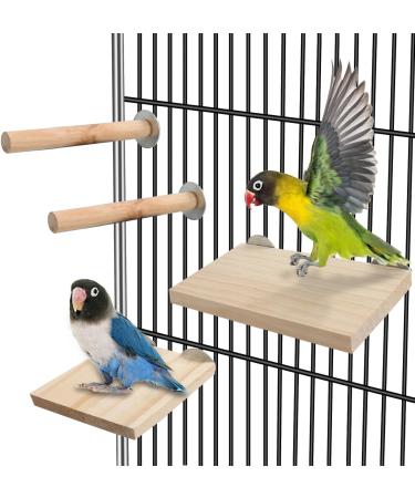 QUOZUO Bird Perches Stand Platform Natural Wood Parrot Toy Perch Stand Budgie Cage Accessories for parakeets Cockatiel Parrot - Buy Online on SooperMarket.com