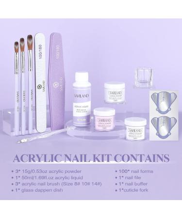 SAVILAND Acrylic Nail Kit for Beginners | Professional 15g Acrylic Powder & Liquid Monomer Set | Complete Acrylic Nail Brush & Forms | Perfect Gift for Nail Art Enthusiasts - Buy Online on SooperMarket.com