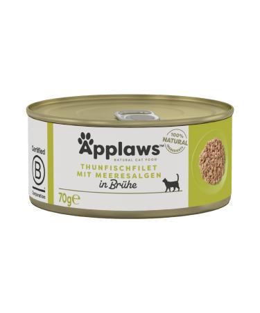Applaws Cat Food Tin Tuna and Seaweed 70g Pack of 24 Tuna fillet with seaweed in broth 1.68 kg (1 pack)